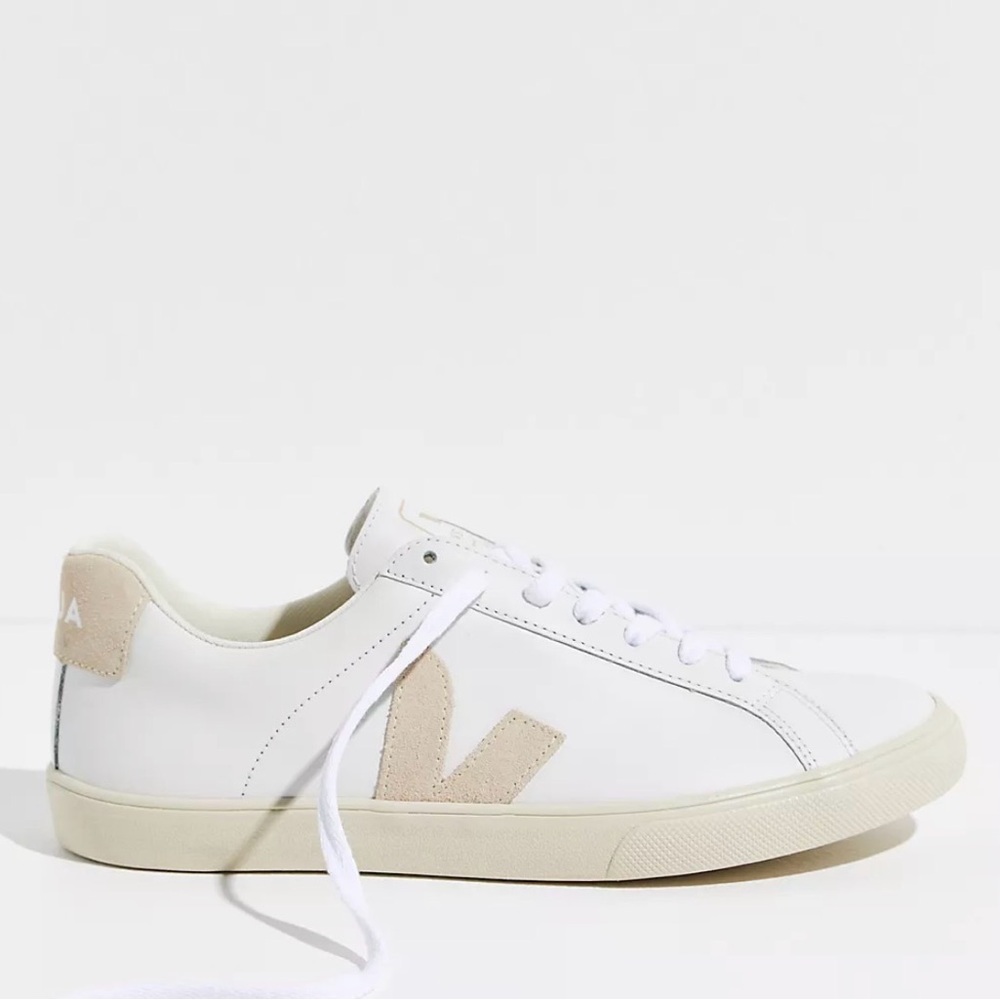 Veja Women's White Sneakers with Gold Accents